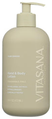 Vitasana Hydrating Hand & Body Lotion 16oz bottle for daily hydration on sensitive skin.