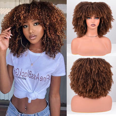Vitorish Afro Wig front view with 12-inch kink curls for daily wear