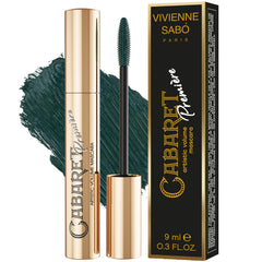 Vivienne Sabó Cabaret Premiere Green Mascara tube shows sleek packaging for defined lashes.