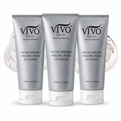 Vivo Per Lei facial peeling gel being applied to dry skin for gentle exfoliation.