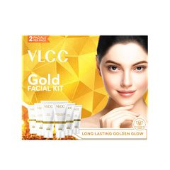 VLCC Gold Facial Kit packaging signals premium at-home care.