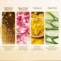 Step-by-step VLCC Gold Facial Kit guide demonstrates easy at-home routine.