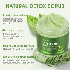 VOERUY Armpit Detox Scrub close-up of the Tea Tree and Mint formula