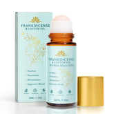 VOGUZY frankincense and castor oil roll-on with rose quartz for targeted facial hydration