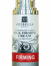 VOIBELLA BEAUTY Neck Firming Cream bottle promotes smoother neck skin.