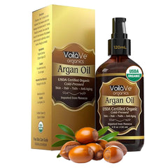 VoilaVe Argan oil bottle ready for skin hydration and hair shine.