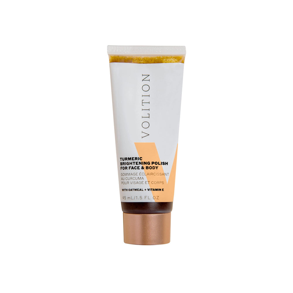 Volition Turmeric Brightening Polish jar-front for exfoliating glow on skin