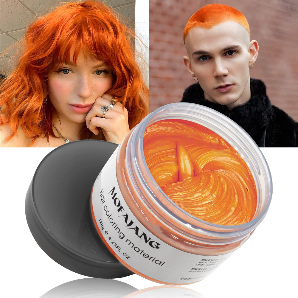 VOLLUCK Orange Dye Wax packaging highlights natural ingredients and easy wash-off.
