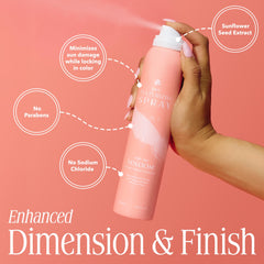 VOLOOM Very Airy Dry Texturizing Spray uses sunflower extract for color protection.