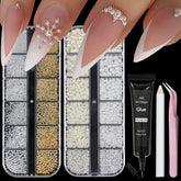 VOTACOS nail pearls bundle style A with decorative boxes for at-home manicure.