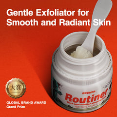 VQM AXENDA Routiner exfoliant texture swatch showing light, non-irritating application.