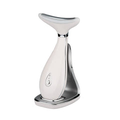 VRAIKO Lily Neck Face Massager in use to smooth the jawline and neck contours.