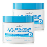 VREKEF Urea Cream 40% tube close-up showing rich moisturizing texture.