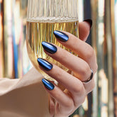 VSALON short almond blue cat eye nails for a salon-grade home manicure