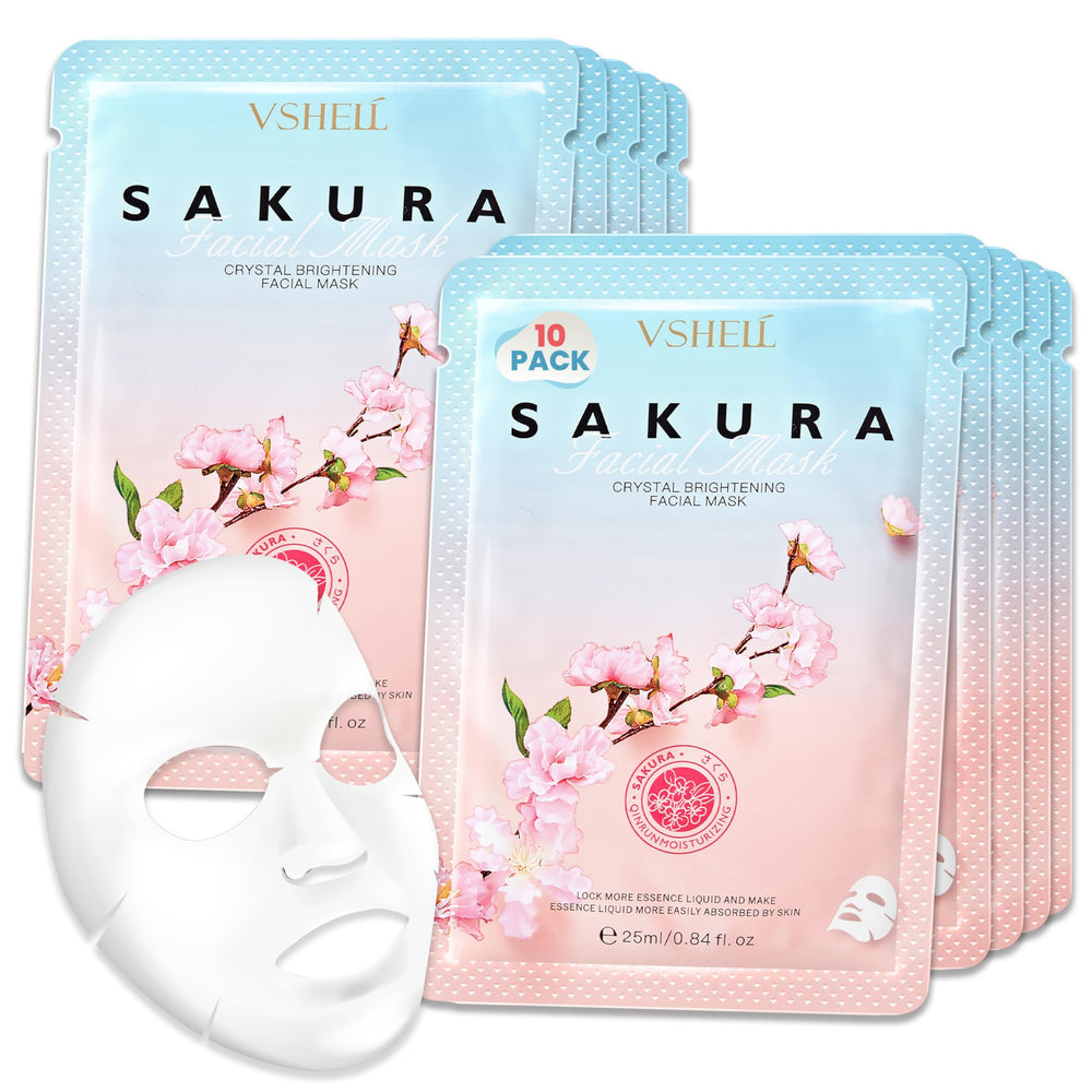 VSHELL brightening face mask set ten-pack on a clean surface promotes radiant, even-toned skin.