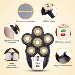 Vsmooth detachable attachments kit with five heads for versatile grooming.