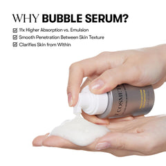 VT COSMETICS Bubble Serum ingredients close-up highlighting niacinamide and glutathione.
