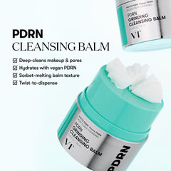 VT COSMETICS PDRN Grinding Cleansing Balm melts like sorbet for gentle makeup removal.