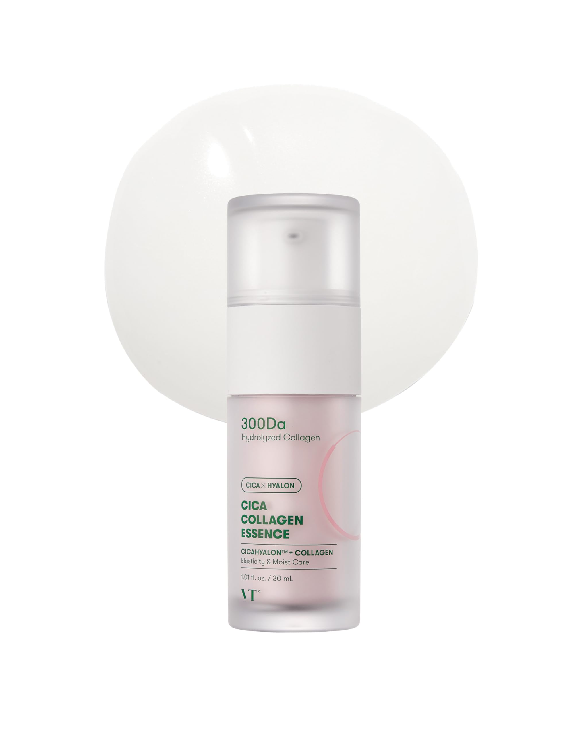 VT COSMETICS Cica Collagen Essence, flacon rose pour hydratation et fermeté.