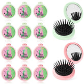 Vynium Witch Princess brush and mirror in pink and green for quick touch-ups