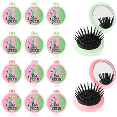 Vynium Witch Princess brush and mirror in pink and green for quick touch-ups