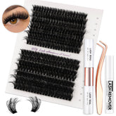 Vznffur fluffy lash kit with 280 clusters for salon-like volume at home.
