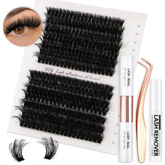 Vznffur fluffy lash kit with 280 clusters for salon-like volume at home.