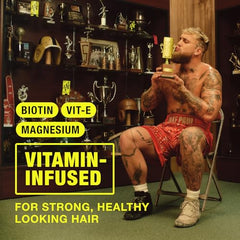 W by Jake Paul hair-lather closeup with vitamin E and biotin for care