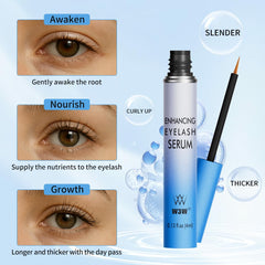W3W Lash Serum brush dip demonstrates precise application at lash roots.