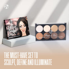 W7 Shape and Glow 8-pan powder palette offering glow and definition for all skin tones