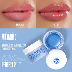 W7 Sweet Dreams blueberry lip mask application on lips for overnight nourishment