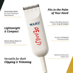 Wahl Professional Classic Peanut Trimmer detachable blade for easy cleaning.