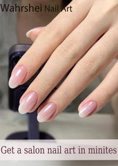 Wahrshei Glazed Pink Gradient post-cure nails—salon-like shine in minutes.