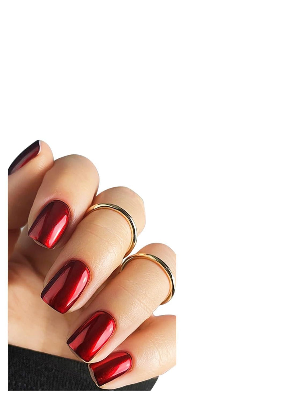 Wahrshei red chrome gel nail strips applied for a bold home manicure