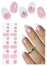 Wahrshei semi-cured gel nail strips with snowman design for quick at-home manicure.