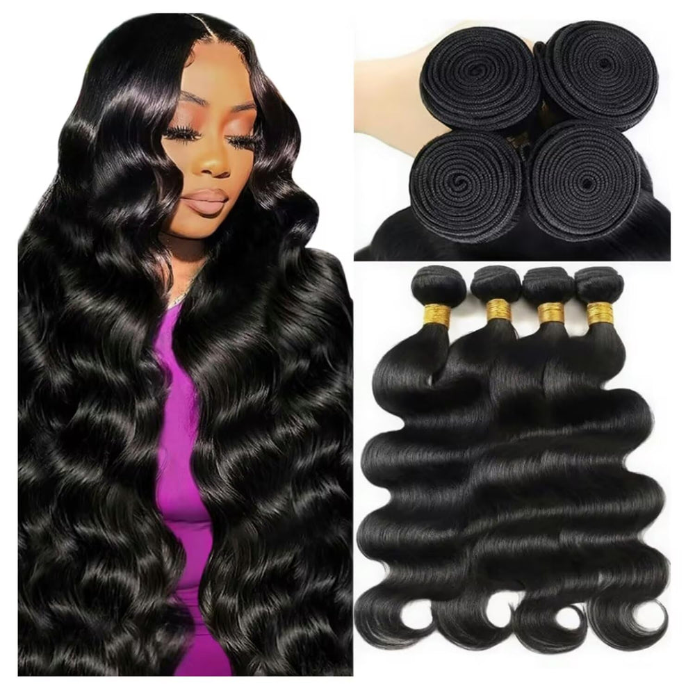 Waitwo body wave 22-inch bundles closeup showing natural blend capability