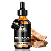 Waking Forest sandalwood beard oil bottle pour enhances hydration with a warm, masculine fragrance.