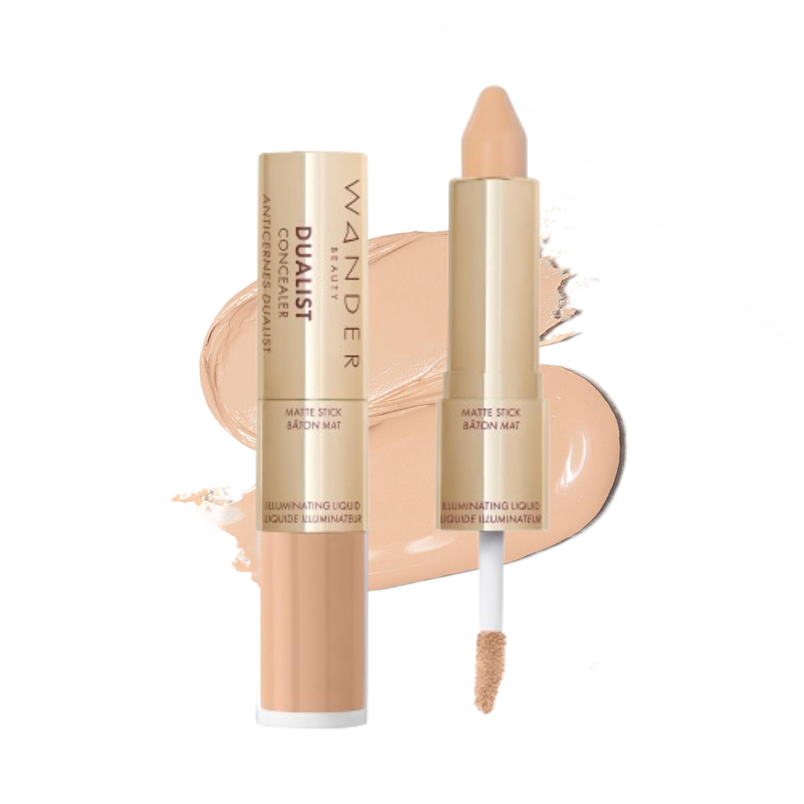 Wander Beauty Dualist concealer packaging in Light shade, dual-ended for easy coverage.