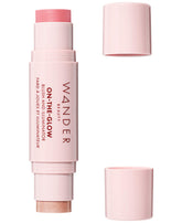 Wander Beauty On-the-Glow dual-ended blush and illuminator in Petal Pink for radiant cheeks