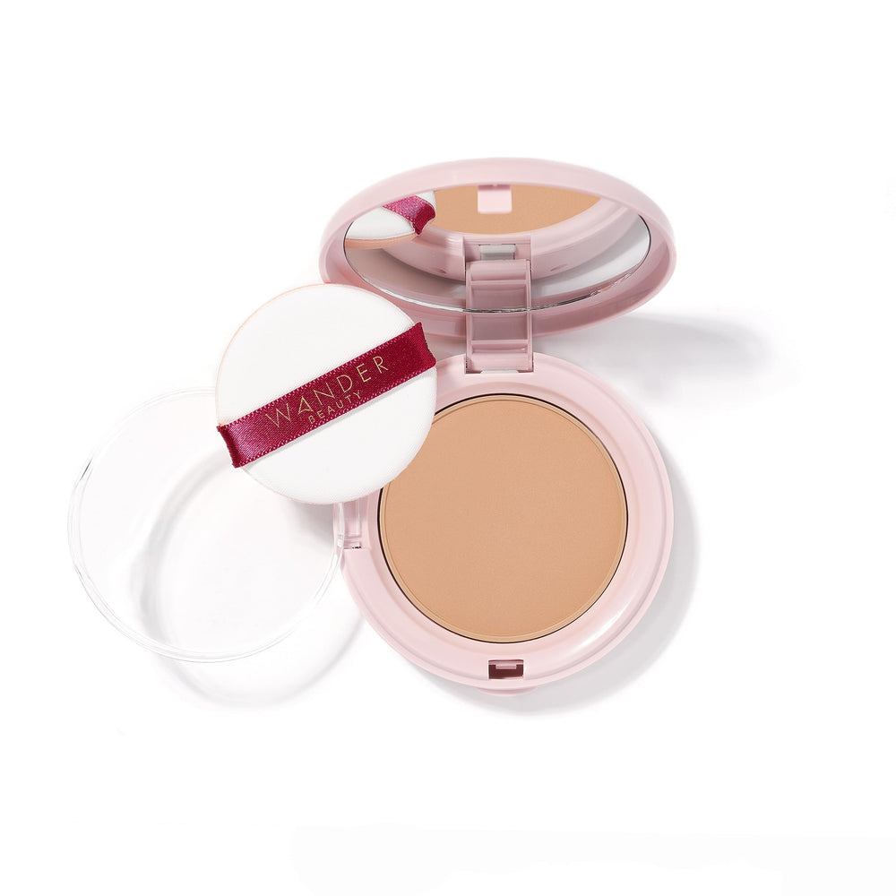 Wander Beauty Wanderlust Powder Foundation Golden Medium bottle for a smooth, natural finish