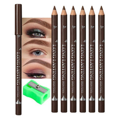 WanTuoluo brown eyebrow pencils 6pcs set on display for a natural daily look.