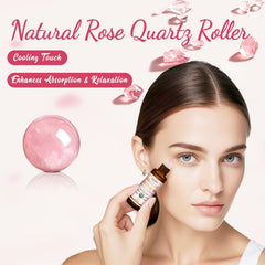 Warmify rose quartz face roller provides cooling massage for hydrated skin.