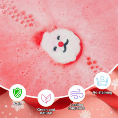 WARMLIFE Santa Claus bath bomb in tub, creating colorful fizz for kids