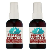 Watts Beauty peptide serum bottle highlighting anti-aging skincare benefits.