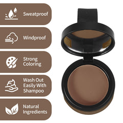 Waverloo Magic Root Cover Up in light brown applied to thinning areas for added volume.
