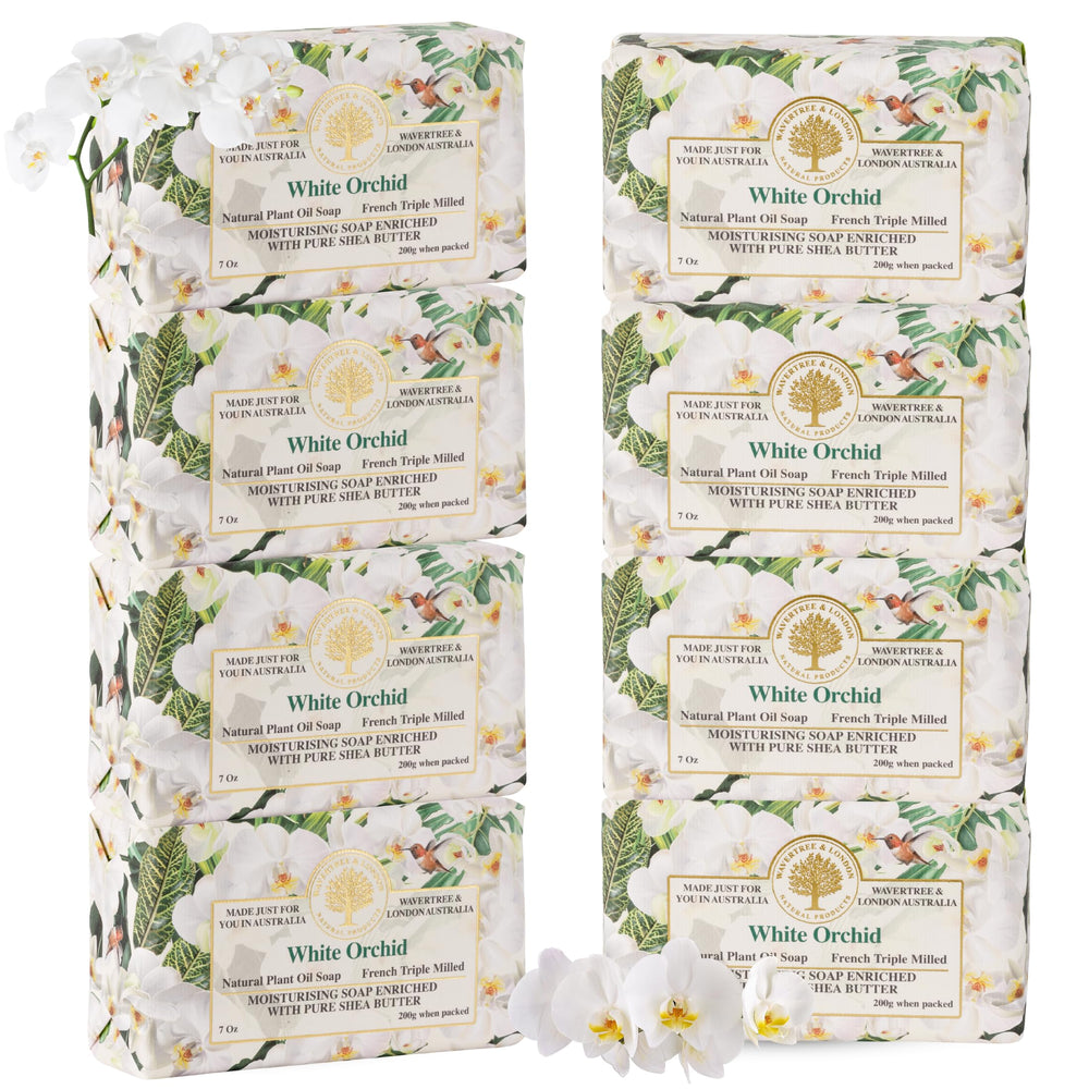 Wavertree London White Orchid soap pack of eight bars enhances daily cleansing with creamy lather