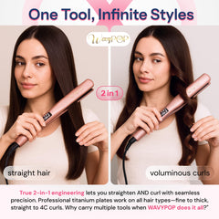 WAVYPOP dual-voltage travel flat iron for worldwide styling.