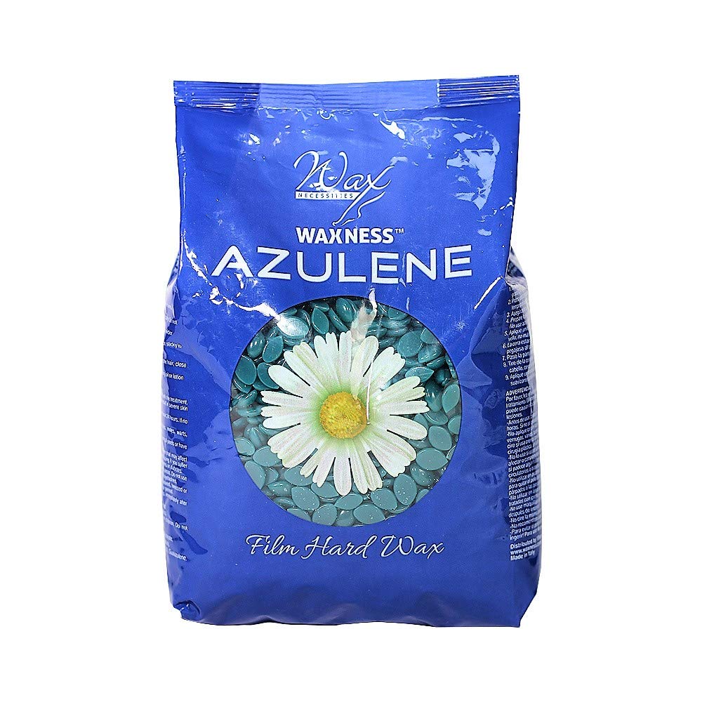 Wax Necessities Azulene hard wax beads 1.1 lb in a blue hue for salon waxing