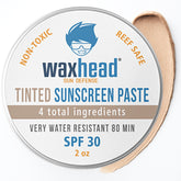 Waxhead tinted zinc oxide sunscreen on the face provides even coverage for daily wear.