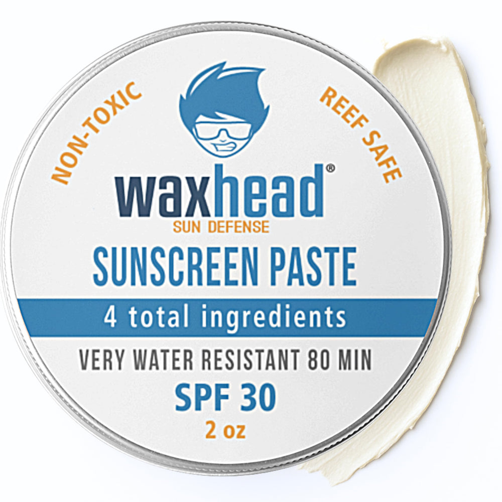 Waxhead Zinc Oxide SPF 30 paste on face and nose provides visible protection.